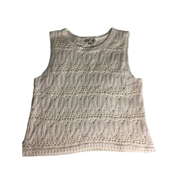 Vintage-Inspired Cream Knit Sleeveless Top S Cozy Casual - Picture 8 of 14